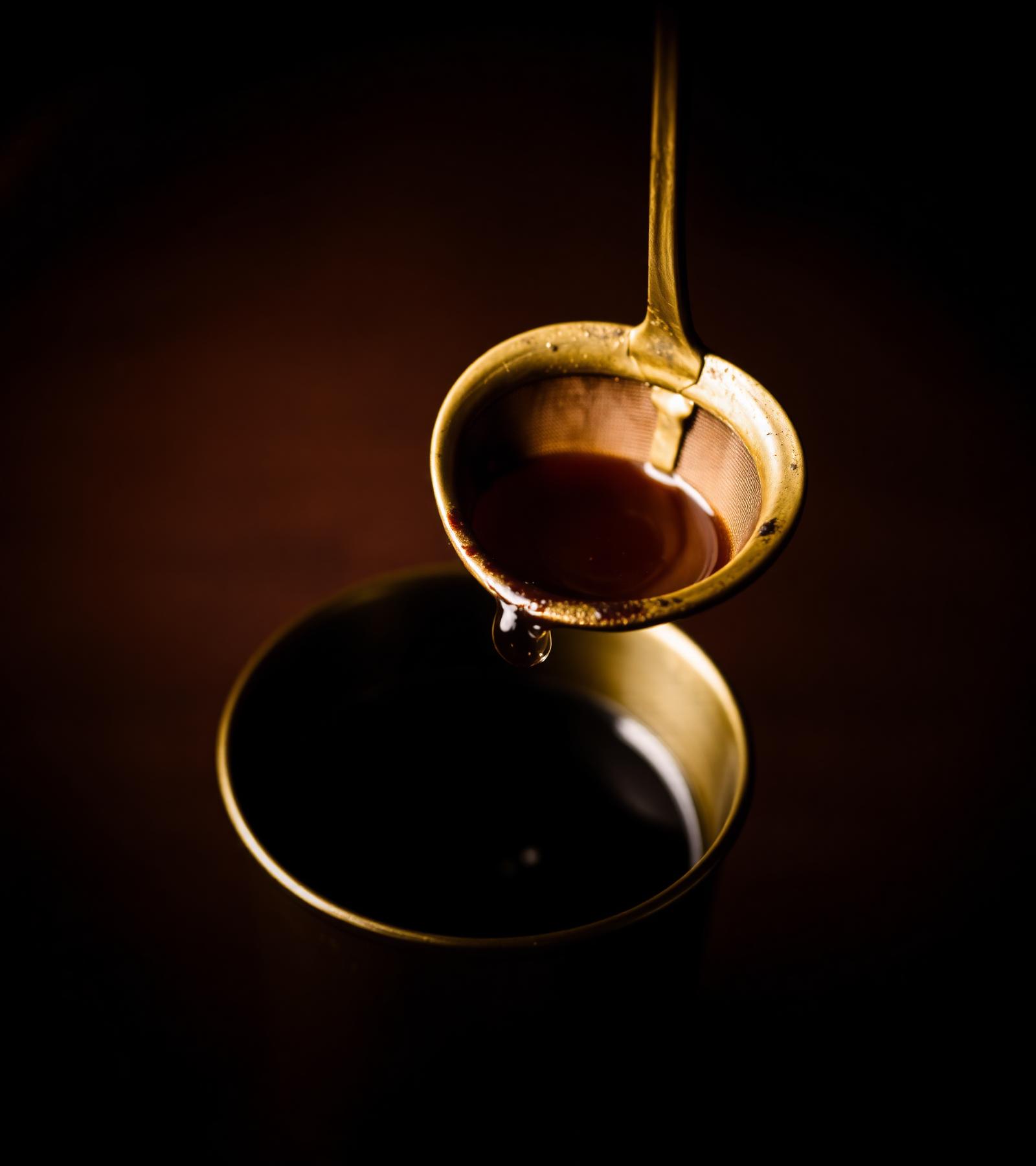 South Indian filter coffee dripping